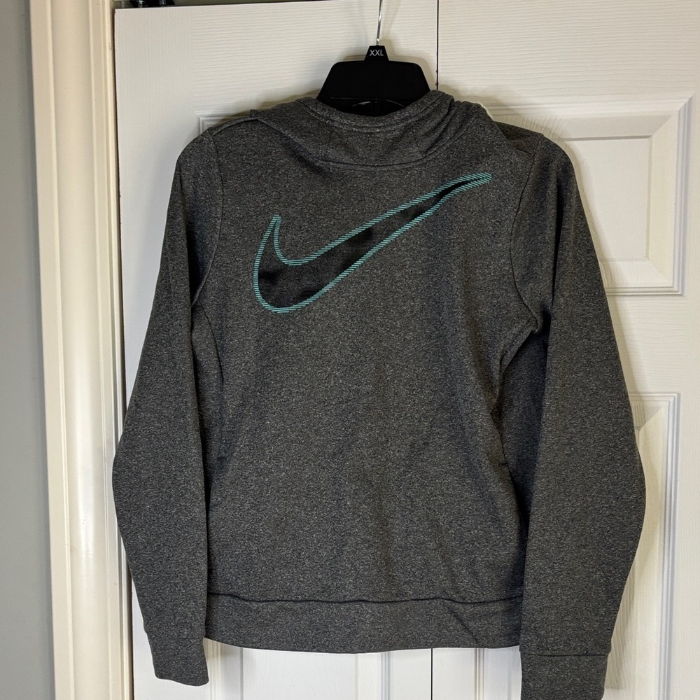 Nike Charcoal Sweatshirt with Aqua Swoosh